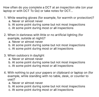 Data collection - JAD questions to participants